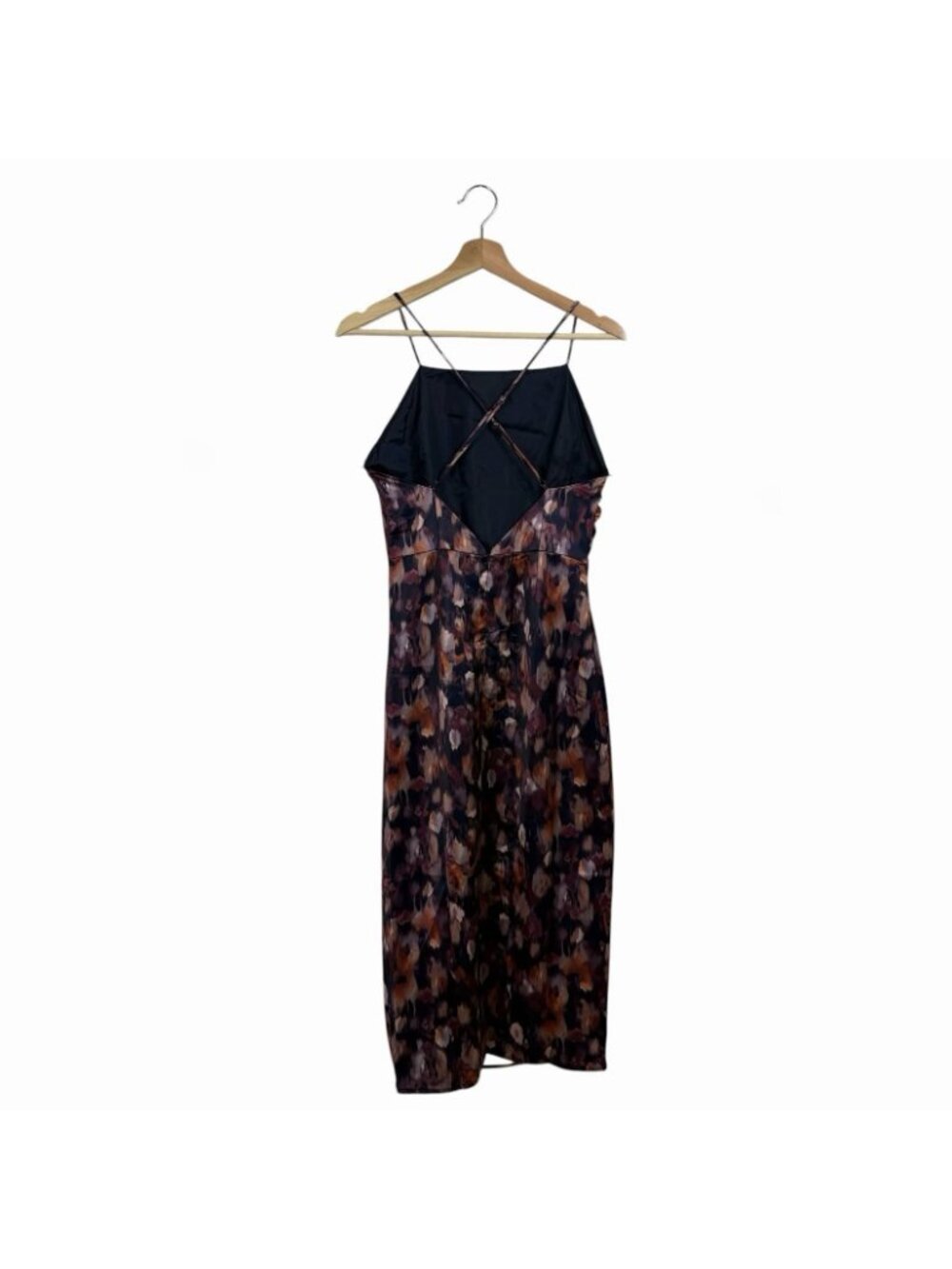 Jason Wu Satin Midi Dress Size XS Strappy Low Back Romantic Evening Floral Paint - Picture 3 of 15